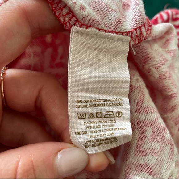 Free People Twist N Shout Red White Eyelet Printed Open-Back Cami Mini Dress M - Picture 8 of 10